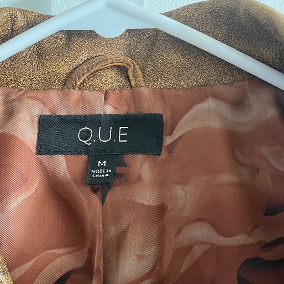 Vintage Que Brown Leather Blazer Jacket Women's Medium 90s Aesthetic - Picture 5 of 7